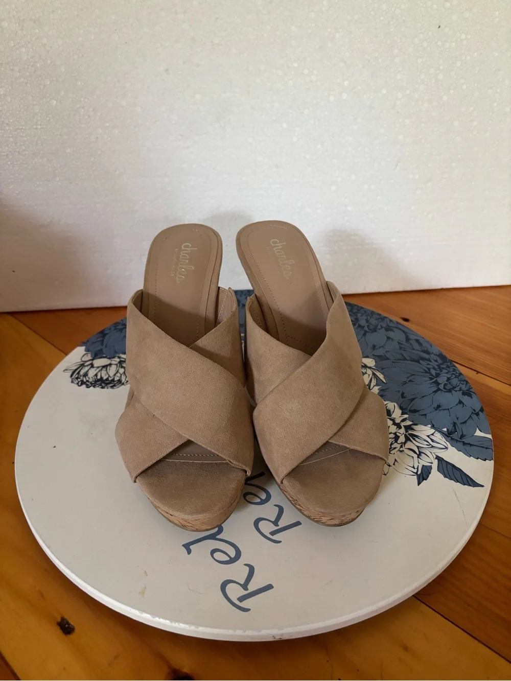 Charles by Charles David Beige Cork Wedge Sandals 8.5